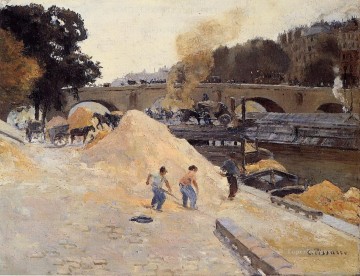  Marie Lienzo - las orillas del sena en parís pont marie quai d anjou Camille Pissarro